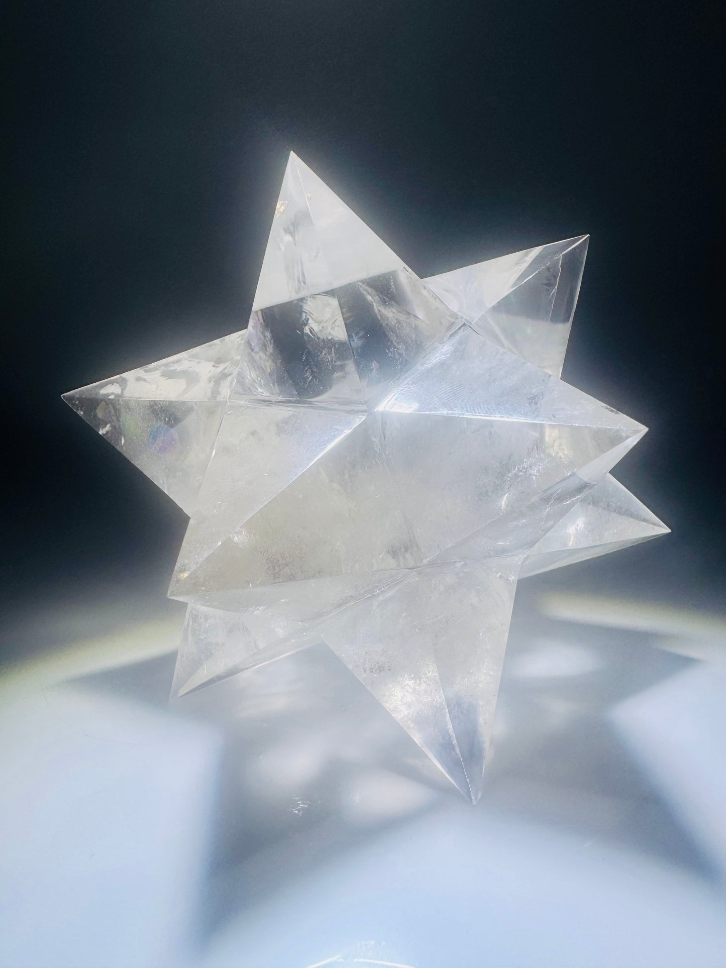Exklusiver klarer Bergkristall Stern (Merkaba) – Sterntetraeder, Asteroid