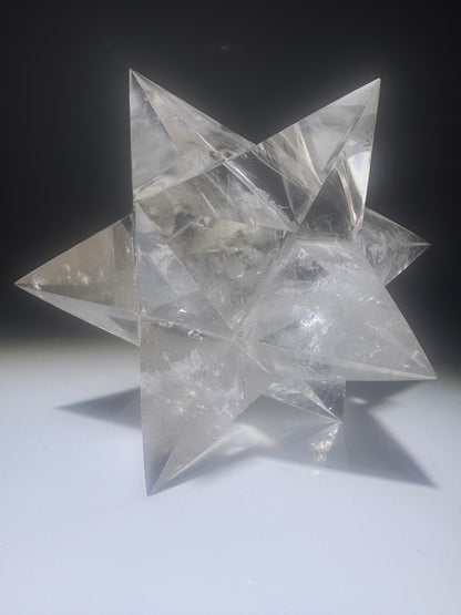 Exklusiver klarer Bergkristall Stern (Merkaba) – Sterntetraeder, Asteroid