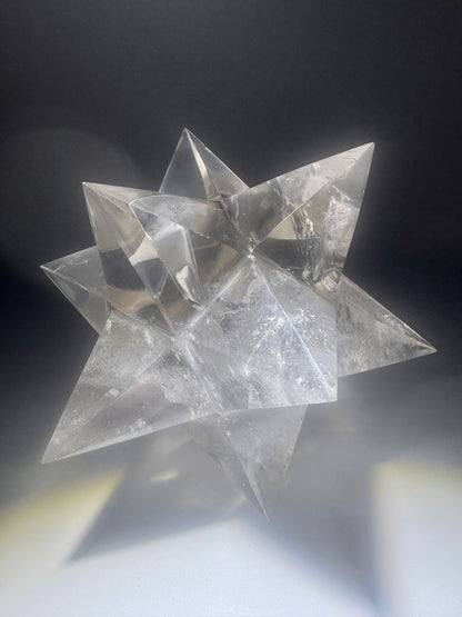 Exklusiver klarer Bergkristall Stern (Merkaba) – Sterntetraeder, Asteroid