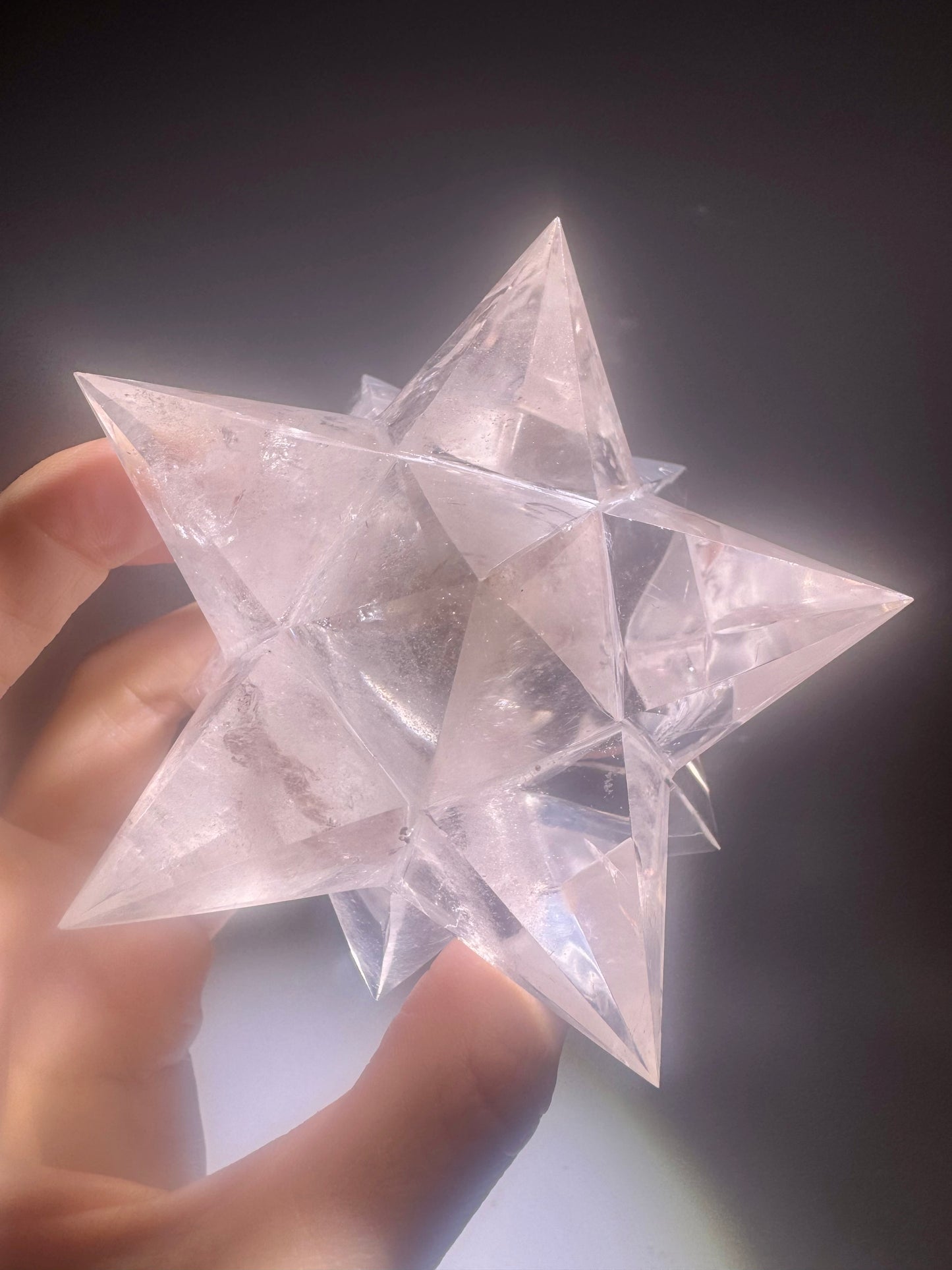 Exklusiver klarer Bergkristall Stern (Merkaba) – Sterntetraeder, Asteroid