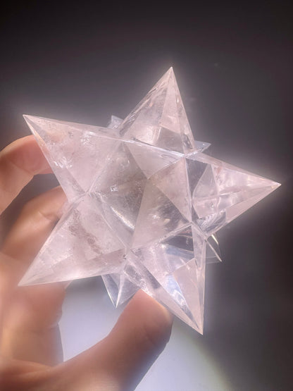 Exklusiver klarer Bergkristall Stern (Merkaba) – Sterntetraeder, Asteroid