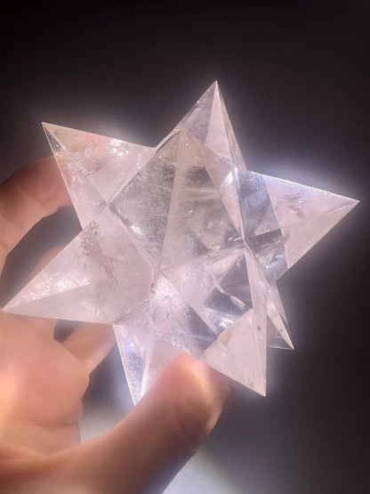Exklusiver klarer Bergkristall Stern (Merkaba) – Sterntetraeder, Asteroid