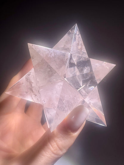 Exklusiver klarer Bergkristall Stern (Merkaba) – Sterntetraeder, Asteroid