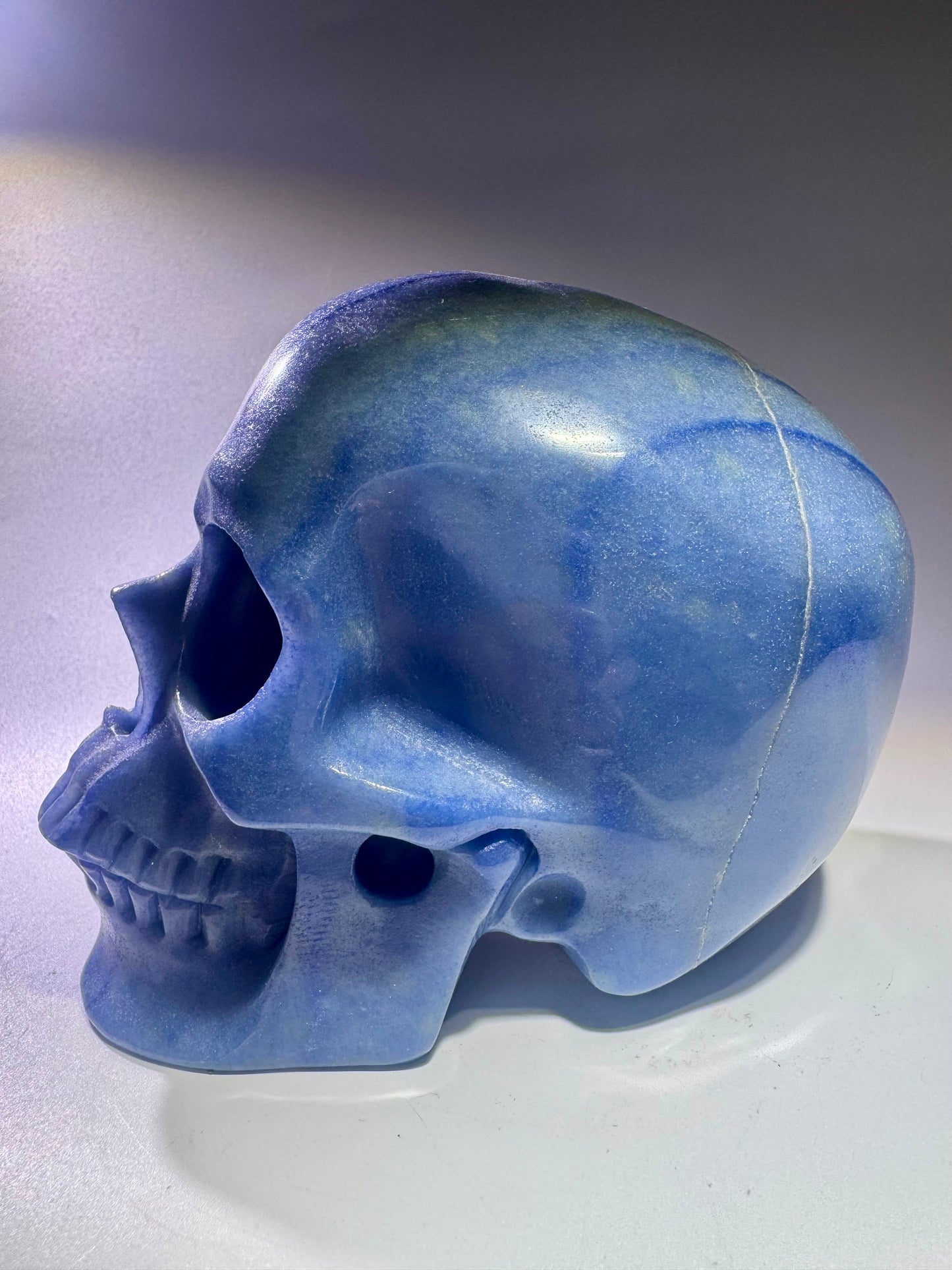 Blauer Aventurin Totenkopf – Realistische Kristallskulptur – 12cm, 1A Handarbeit 💀💎