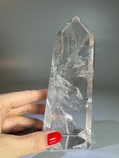 Bergkristall Spitze 15 cm 645 g | extra klarer Quarz aus Brasilien | High-Quality Kristall