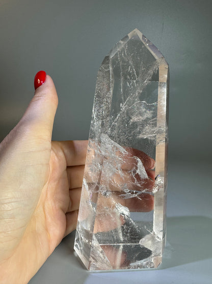 Bergkristall Spitze 15 cm 645 g | extra klarer Quarz aus Brasilien | High-Quality Kristall