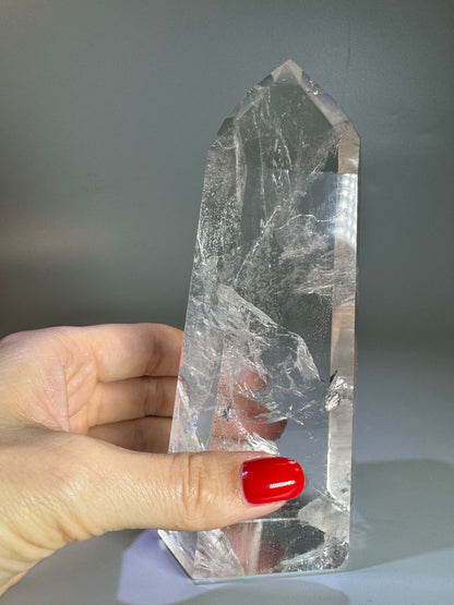 Bergkristall Spitze 15 cm 645 g | extra klarer Quarz aus Brasilien | High-Quality Kristall