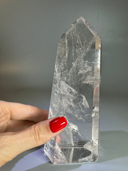 Bergkristall Spitze 15 cm 645 g | extra klarer Quarz aus Brasilien | High-Quality Kristall