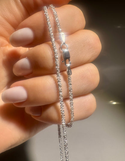 Diamantierte Panzerkette 925 Silber – 42 cm, hochwertig & funkelnd