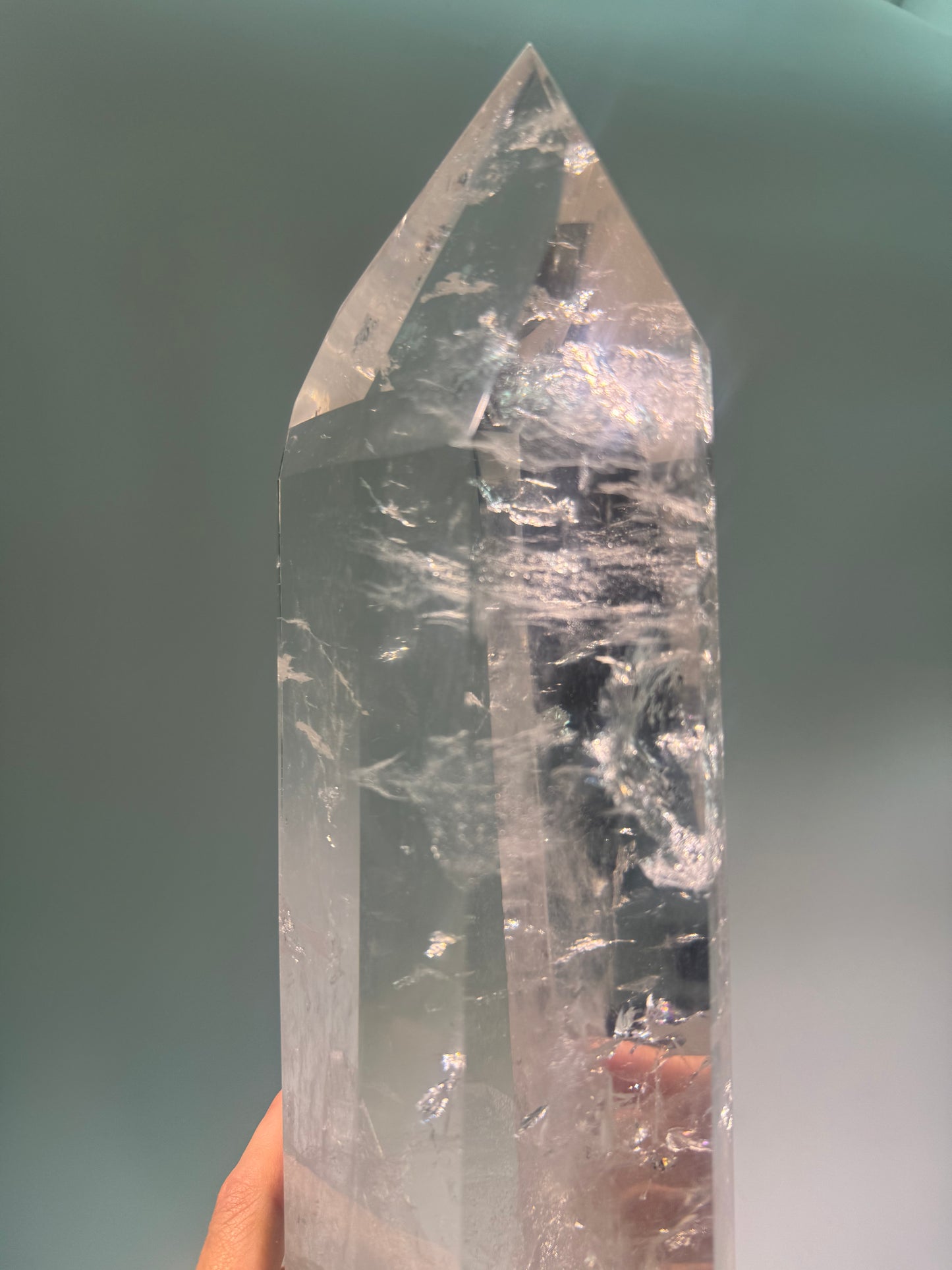 Lemurian Clear Quartz Point 11 cm – Ultra-Clear Crystal with Rainbow Minas Gerais, Brazil