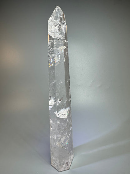 Pointe de cristal de roche ultra-claire – 34 cm, 1,36 kg – Pierre précieuse de qualité supérieure du Brésil