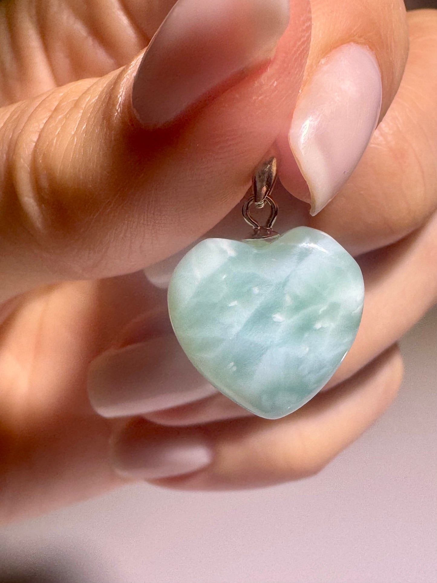 Larimar Herzanhänger 1,5 cm mit Silberkette 42 cm