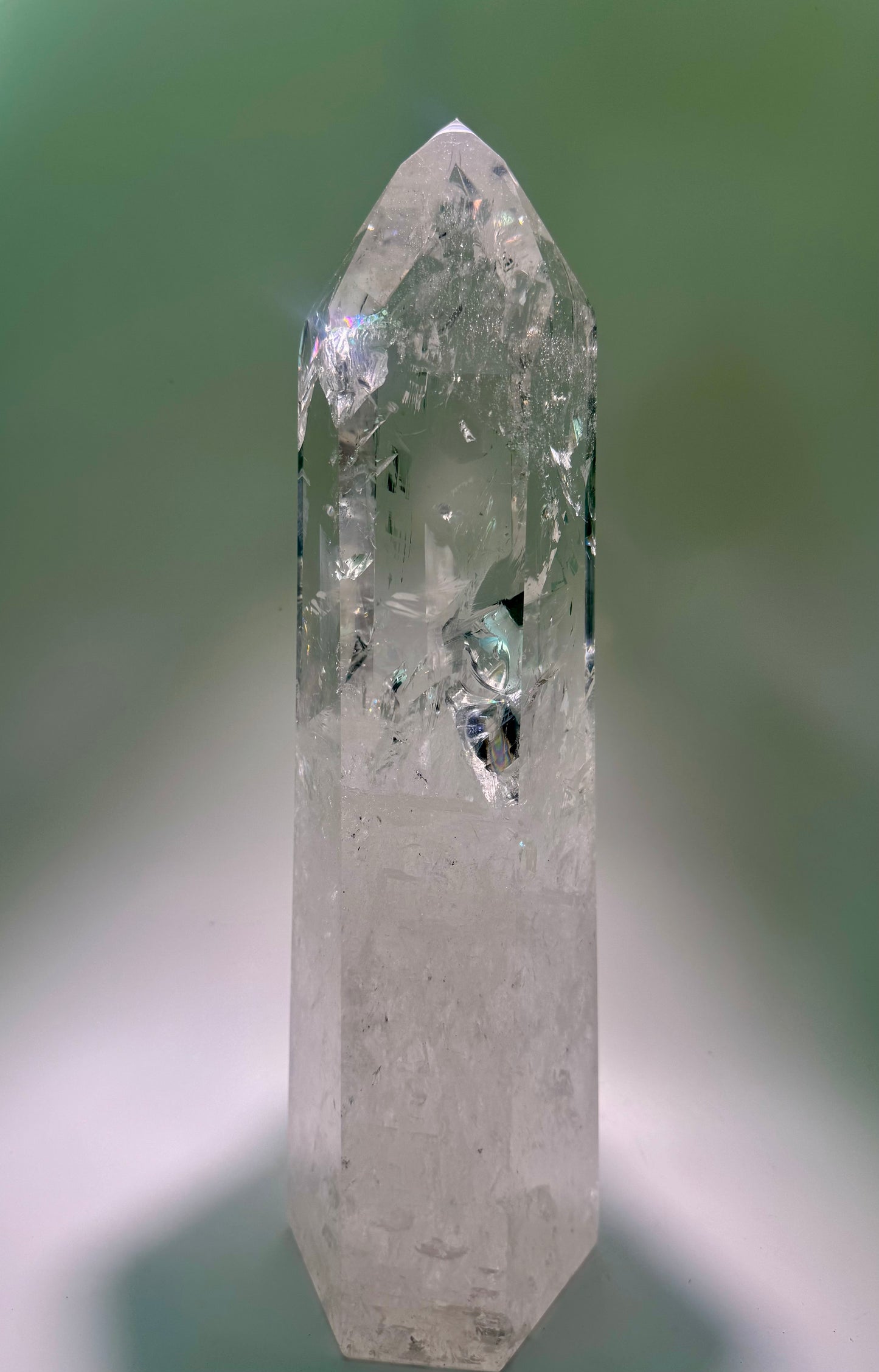 Lemurian Kristallspitze XXL – 37 cm, 5.5 kg Meisterkristall mit innerem Feuer