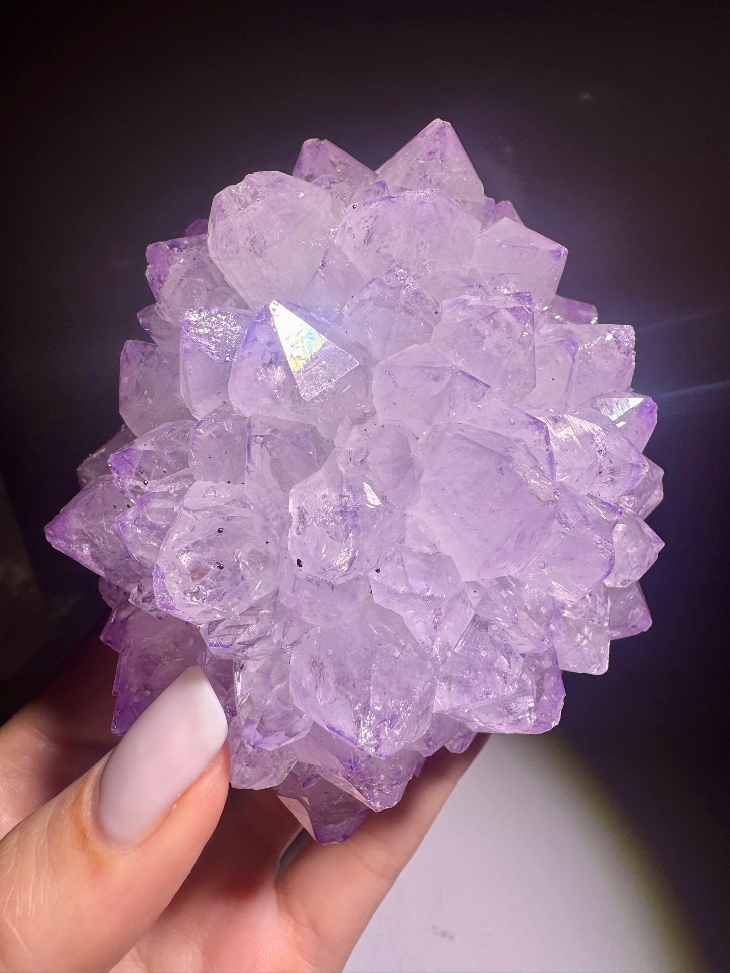 Amethystblüte 10,4 cm Uruguay – Fliederfarben, Premium Stalaktit Kristall