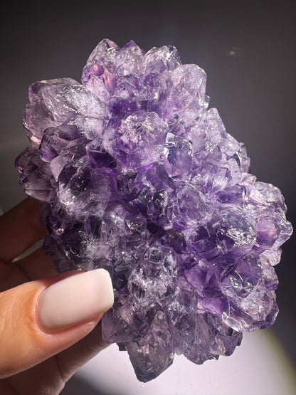 Amethystblüte 10,5 cm Uruguay – tiefviolette klare Kristalle