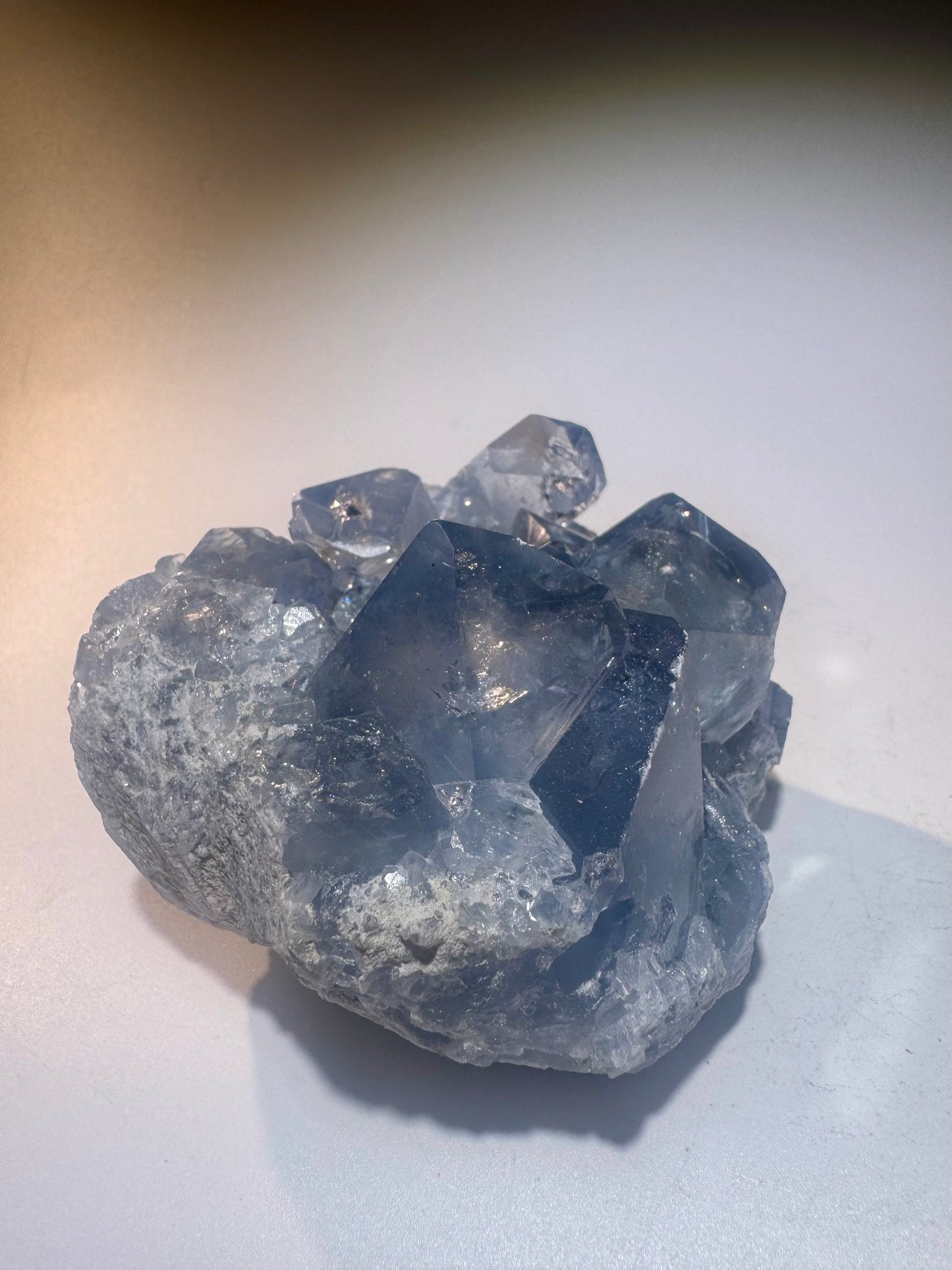 Celestin Stufe aus Madagaskar 💎 Klar & funkelnd – extra grosse Kristallspitzen ✨ Museumsqualität 7.5cm