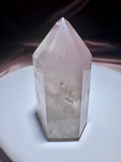 Grosse rosa Lithium Kristall Spitze mit Phantom 💖 - 5.5cm, 57g