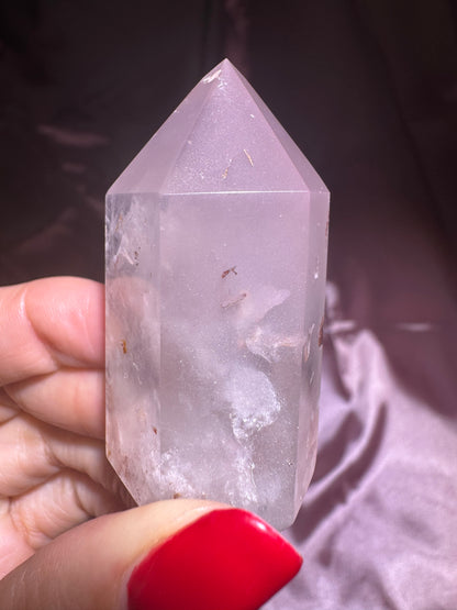 Grosse rosa Lithium Kristall Spitze mit Phantom 💖 - 5.5cm, 57g
