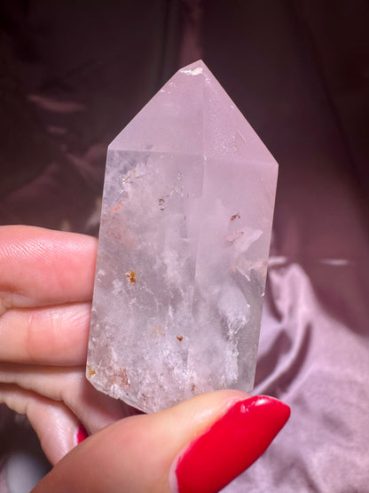 Grosse rosa Lithium Kristall Spitze mit Phantom 💖 - 5.5cm, 57g
