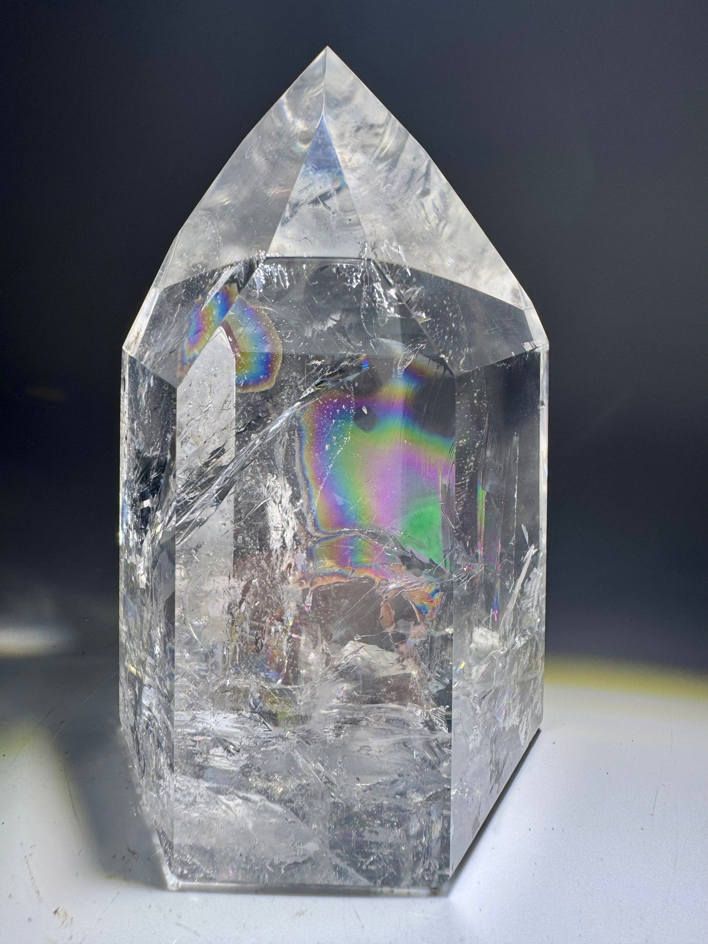 Lemurian Bergkristallspitze 9,7 cm – 460 g 🌈 Extra klare Premiumqualität