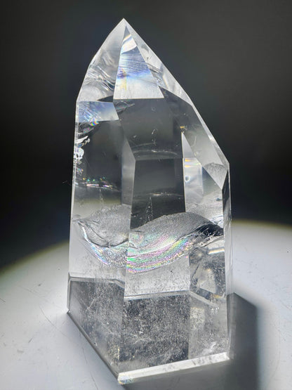 Lemurian Kristallspitze 12,6 cm – 815 g 🌈 Extra klar mit Regenboge