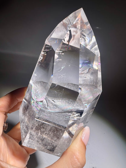 Lemurian Kristallspitze 12,6 cm – 815 g 🌈 Extra klar mit Regenboge