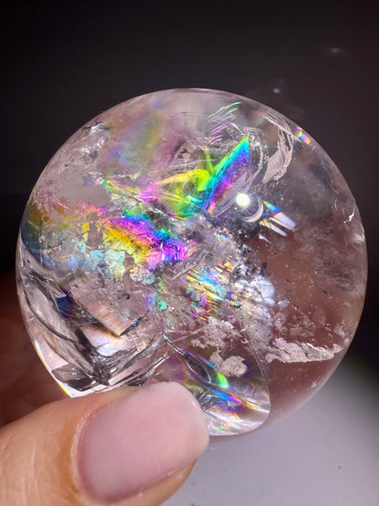 Lemurian Bergkristallkugel – 7.6 cm Extra Qualität mit riesigem Regenbogen
