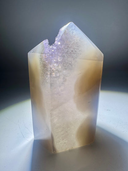 Achatspitze mit Amethyst 9.8 cm – Zarte Fliedertöne aus Brasilien ✨