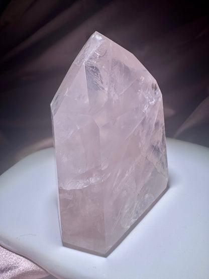 Seltene klar Rosenquarz Spitze 🎀 - 7.5, 219g