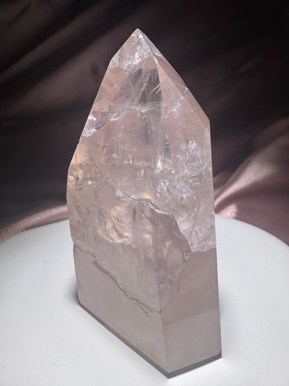 Seltene klare Rosenquarz Spitze 🎀 - 9cm, 220g