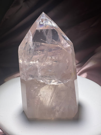 Seltene klare Rosenquarz Spitze 🎀 - 9cm, 220g