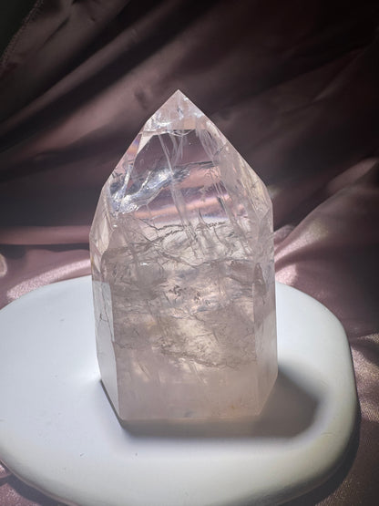 Seltene klare Rosenquarz Spitze 🎀 - 9cm, 220g