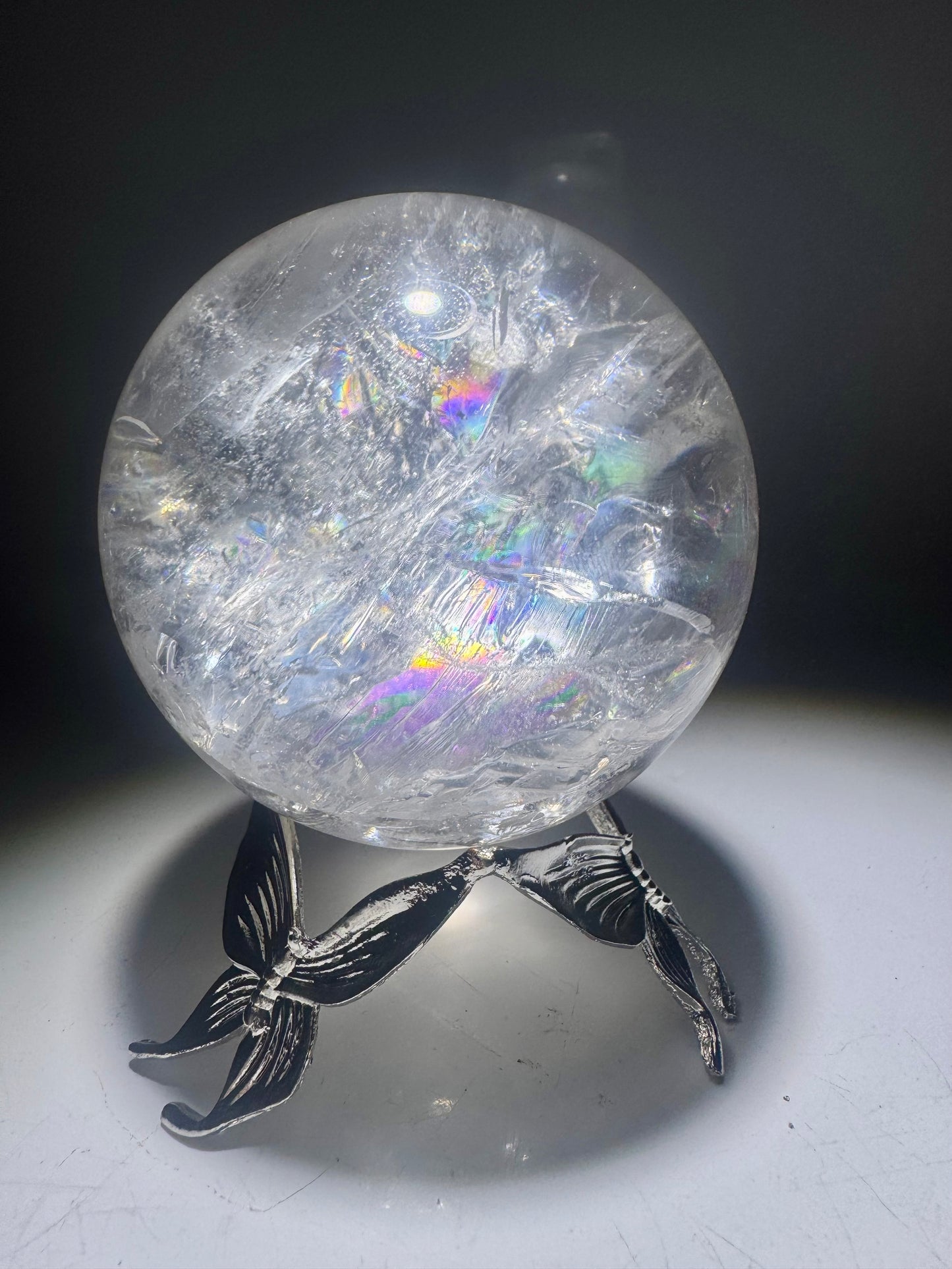 Lemurian Bergkristallkugel 7.4 cm – Extra Qualität mit Regenbogen ✨