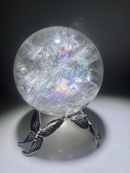 Lemurian Bergkristallkugel 7.4 cm – Extra Qualität mit Regenbogen ✨