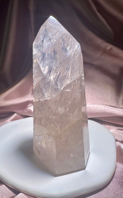 Rosenquarz Spitze 12,5 cm – Extra klare Premiumqualität in zartem Rosa aus Brasilien 💗