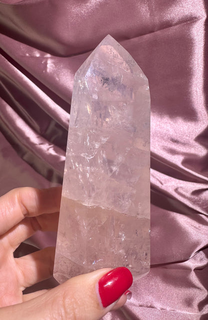 Rosenquarz Spitze 12,5 cm – Extra klare Premiumqualität in zartem Rosa aus Brasilien 💗