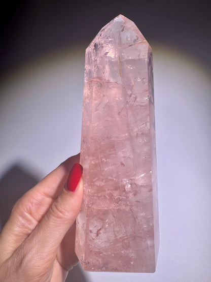 Rosenquarz Spitze 17 cm – Extra klare Qualität aus Brasilien in zartem Rosa 💗