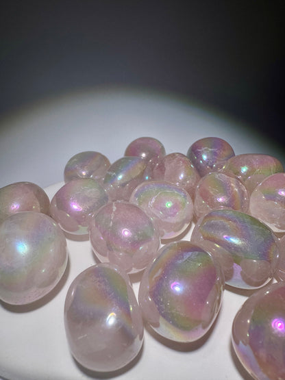 Angel Aura Trommelstein aus Rosenquarz 💕