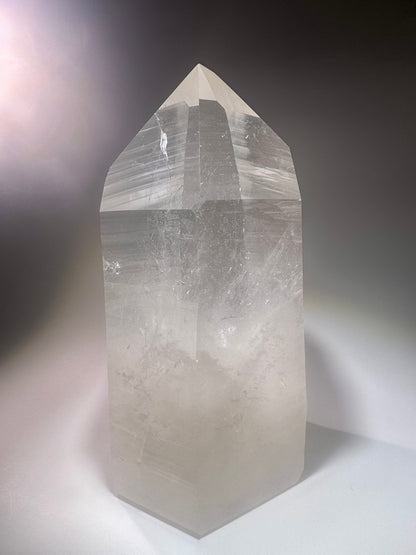 Extragrosse klare Lemurian Kristall Spitze 23,5 cm – 3,89 kg naturbelassenes Unikat aus Brasilien