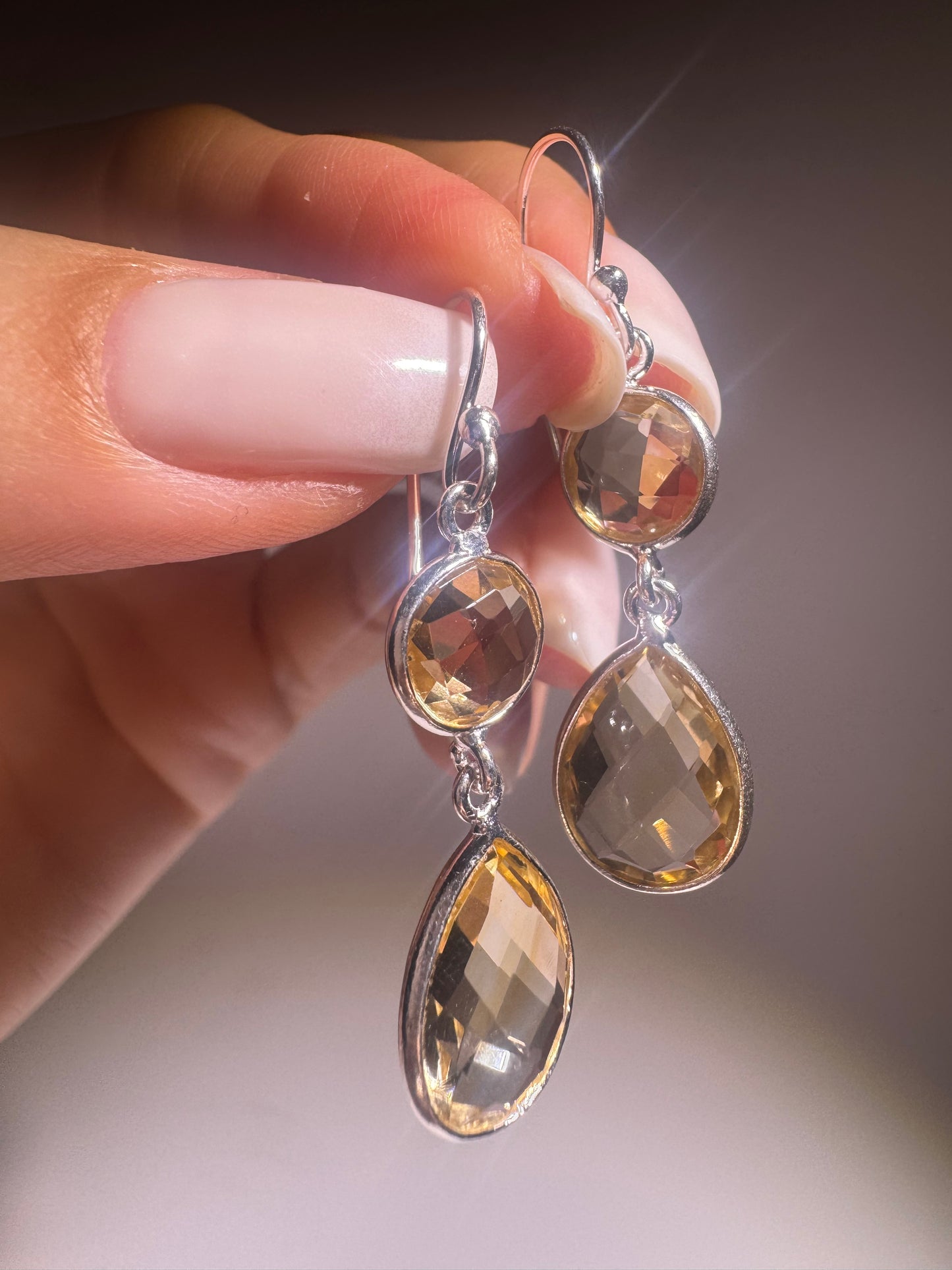 Citrin Ohrhänger 4.5 cm | 925 Silber Ohrringe mit extraklarem Citrin | 1A-Qualität Edelsteinschmuck