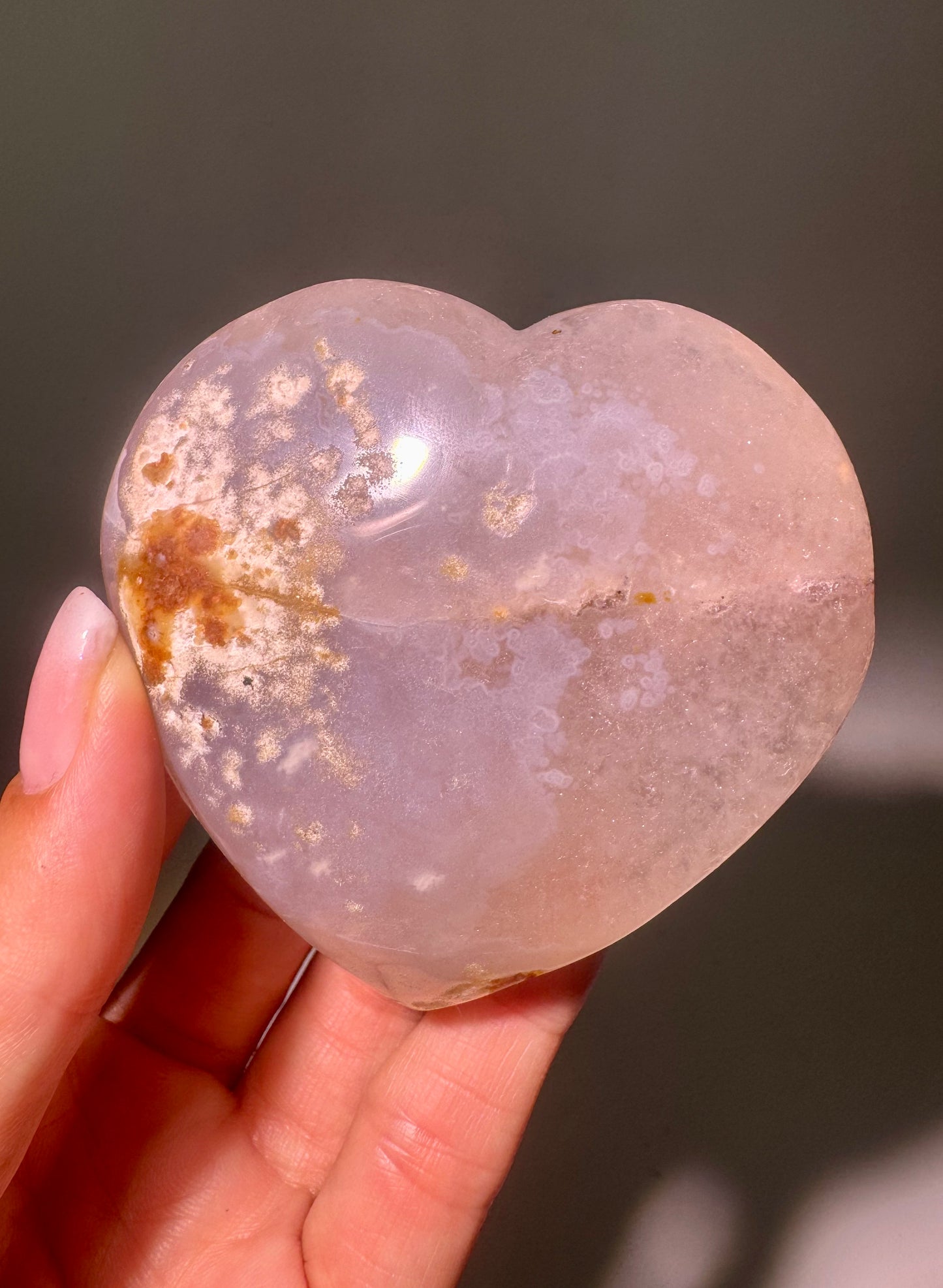 Rainbow Amethyst Herz zart Hellrosa Doppelkristallisation Uruguay 7,1 cm 177 g