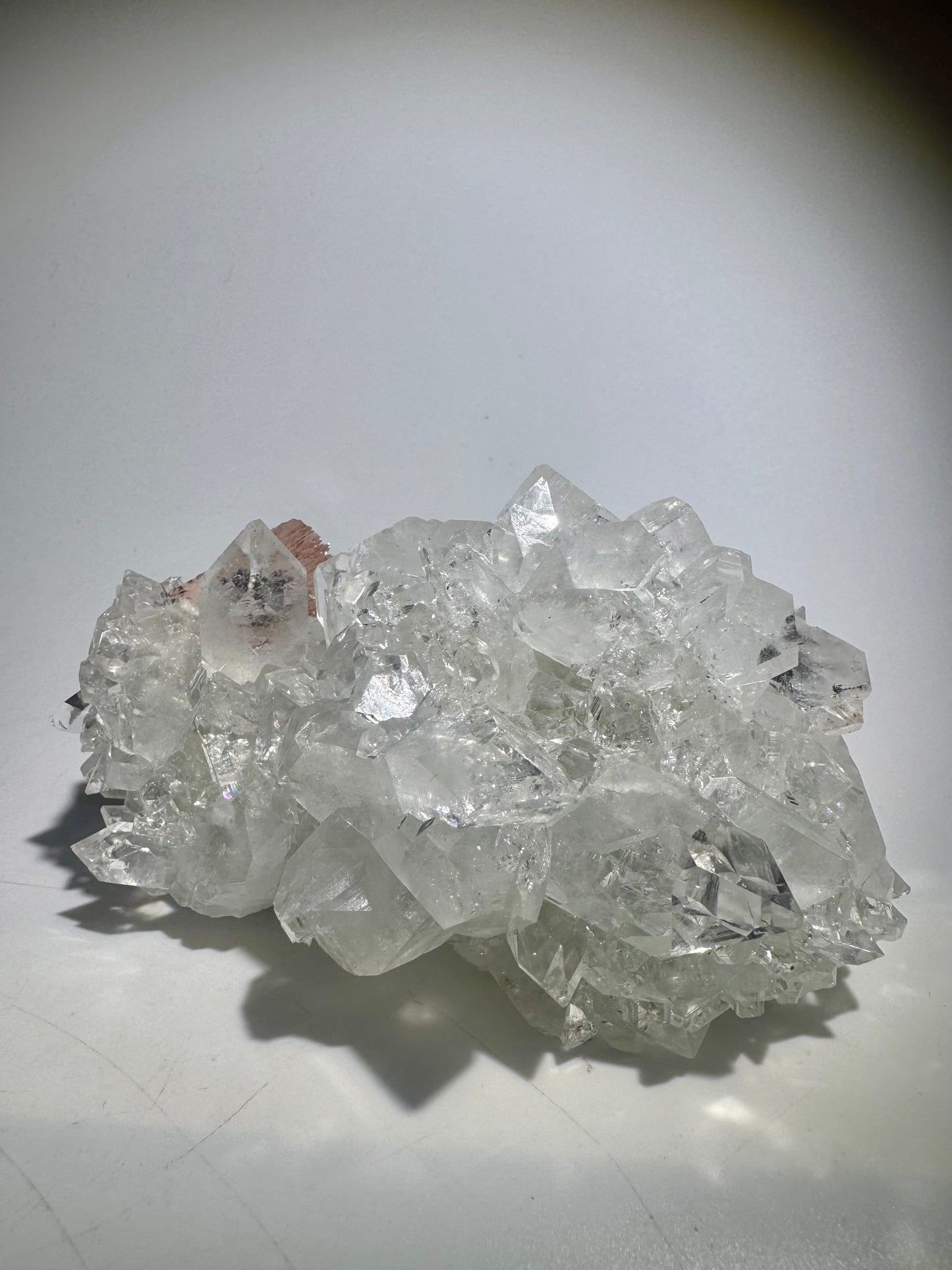 Premium Apophyllit 12,5 cm · 450 g – Perfekte klare Spitzen & altrosa Stilbit