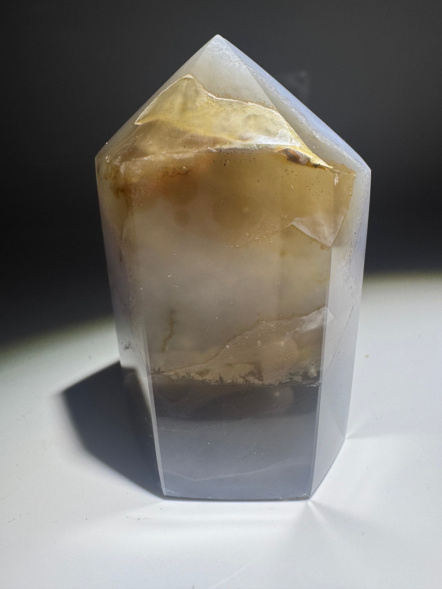 Achat Spitze mit Amethystkristallen – 7.3 cm – Magische Naturkraft in Premiumqualität