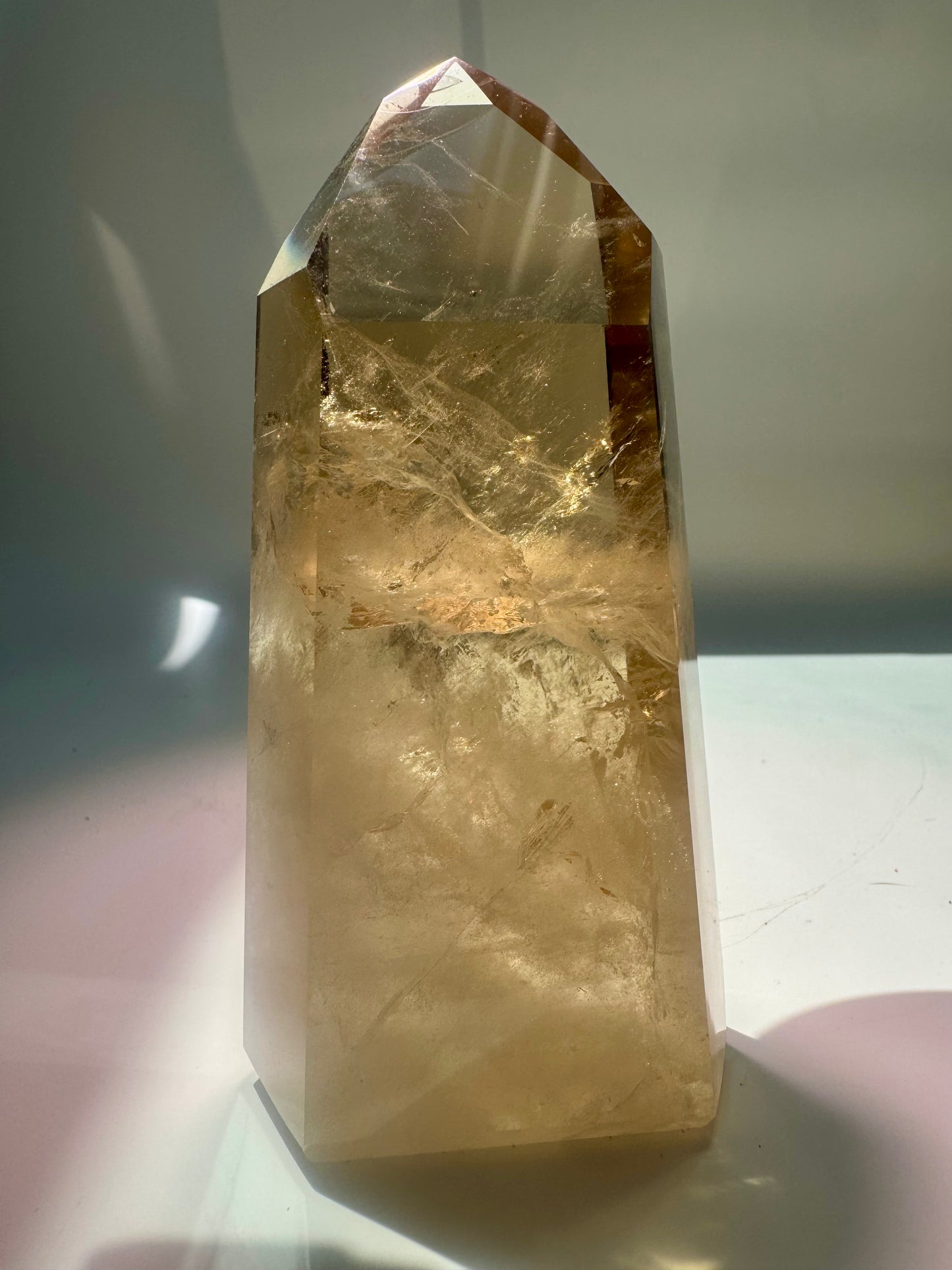 Natur-Citrin Spitze 12 cm – 390 g ultraklarer Kristall aus Brasilien 💎🍯