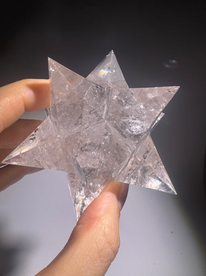 Merkaba Stern aus Bergkristall – Extra klare Lichtenergie – Handgefertigt in Brasilien
