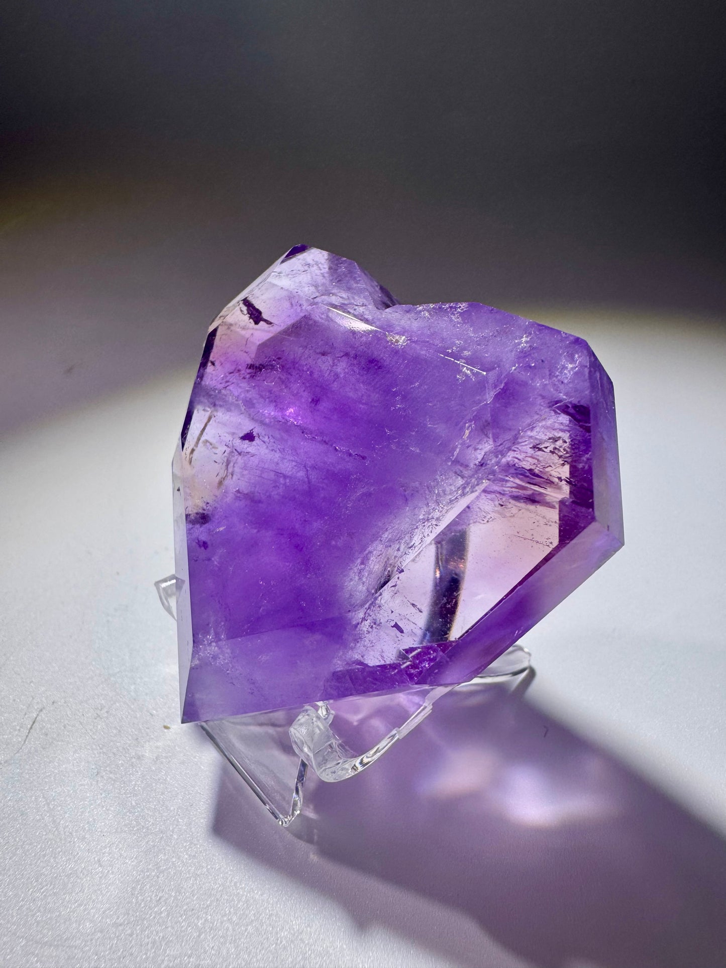 Ametrin-Kristallherz – 5,4 × 5,3 cm | Klar, mit Regenbogen | Citrin & Amethyst in Museumsqualität