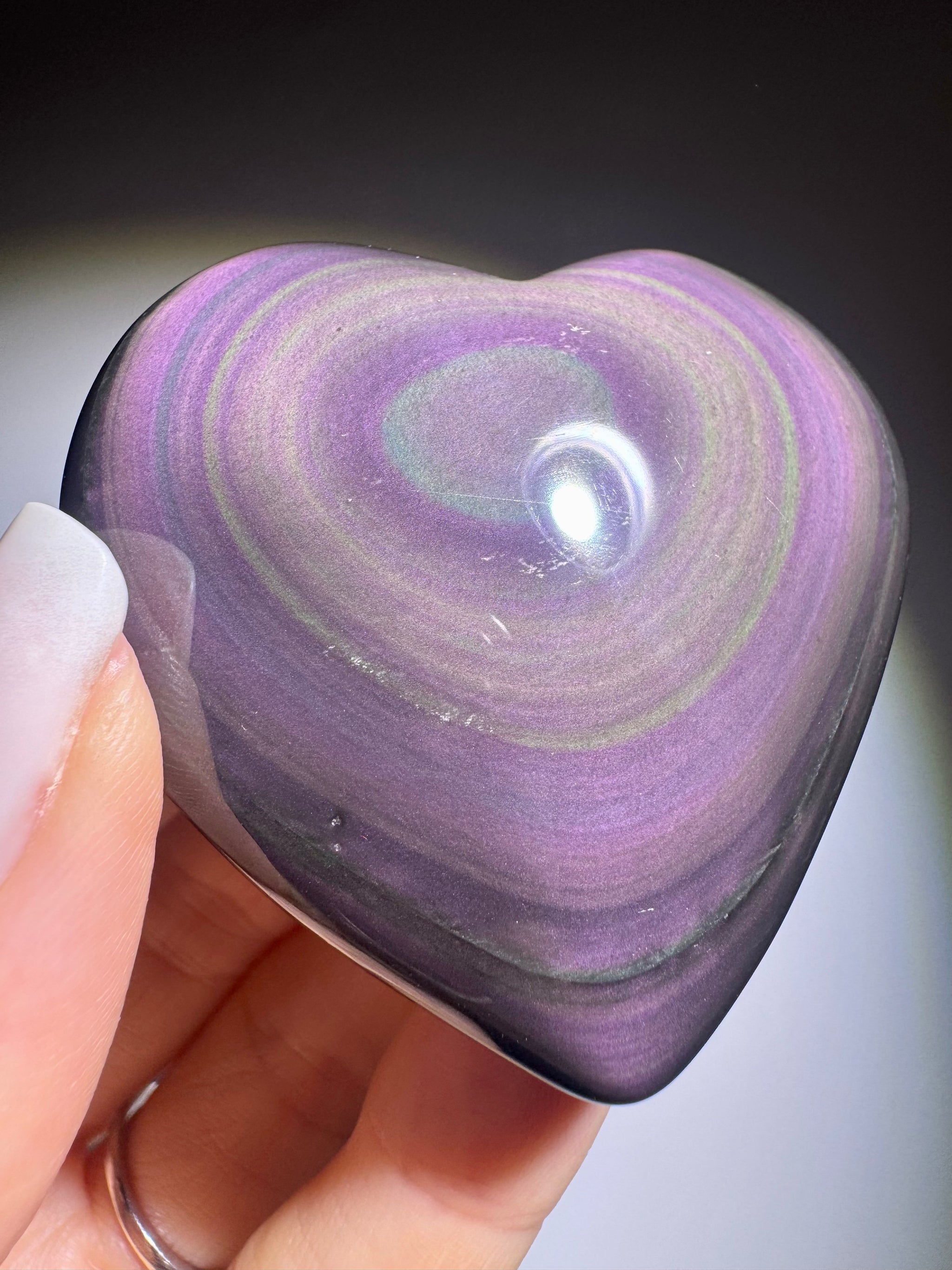 Rainbow Obsidian Herz 🌈 5.5x5.5 cm – Handmade Unikat aus Mexiko mit pink-lila-grün Farbspiel
