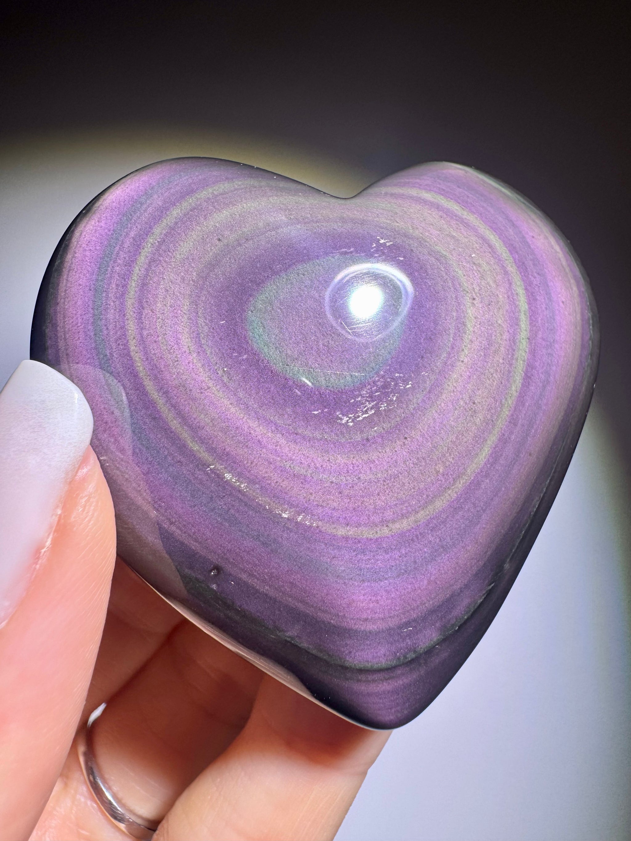 Rainbow Obsidian Herz 🌈 5.5x5.5 cm – Handmade Unikat aus Mexiko mit pink-lila-grün Farbspiel