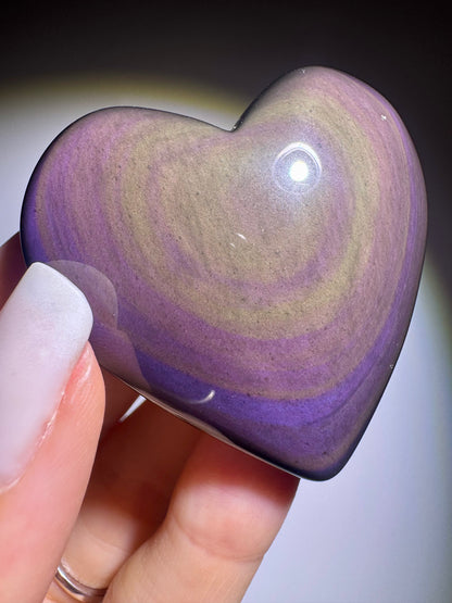 Rainbow Obsidian Herz 🌈 4.7x4.7cm – Handmade Unikat aus Mexiko mit pink-lila-grün Farbspiel