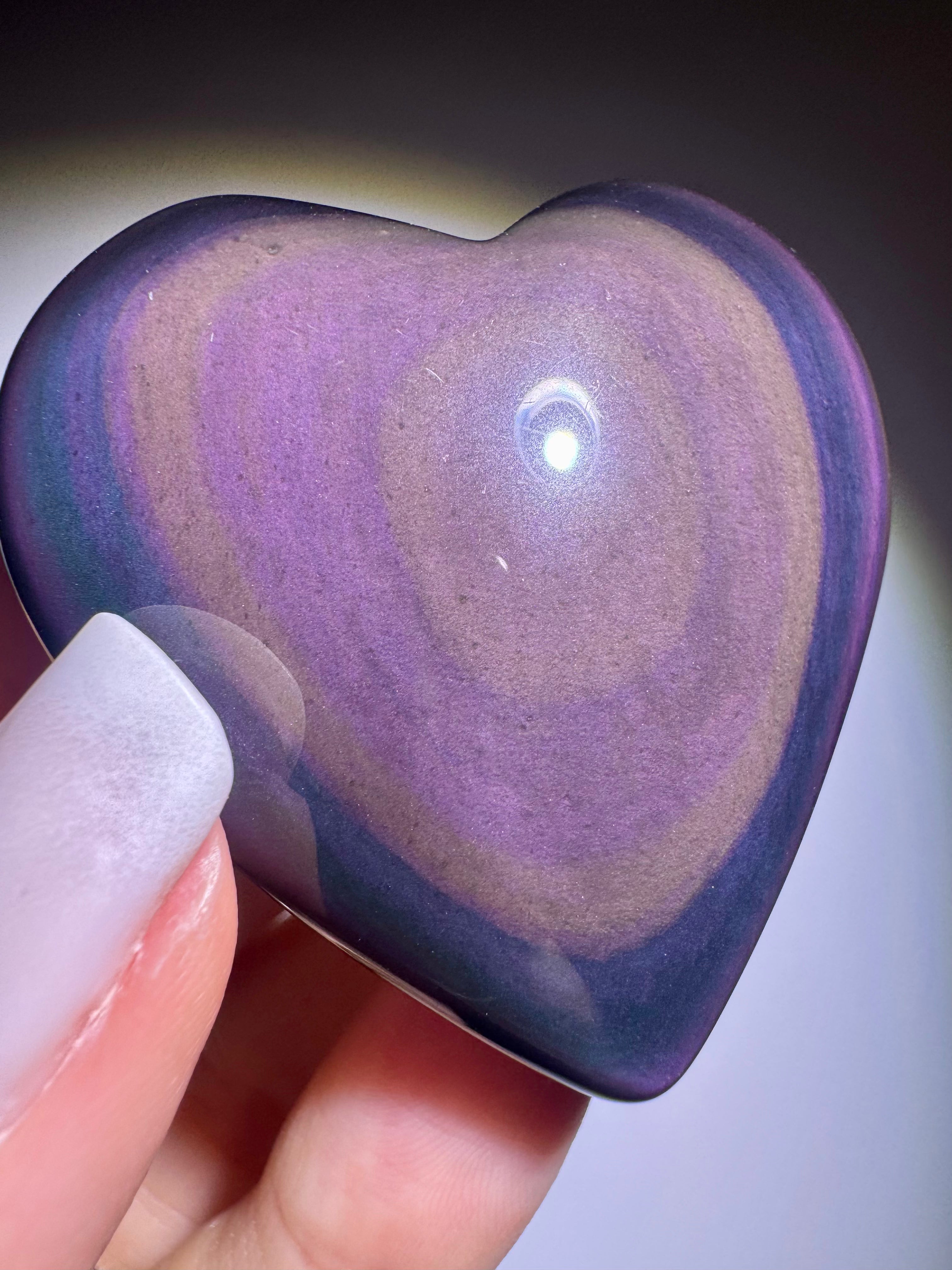 Rainbow Obsidian Herz 🌈 4.7x4.7cm – Handmade Unikat aus Mexiko mit pink-lila-grün Farbspiel